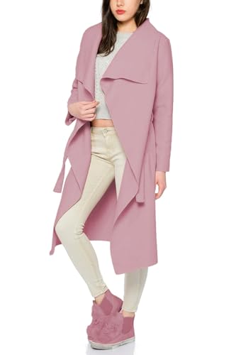 Kendindza Mantel Damen Herbst Trenchcoat mit Gürtel OneSize Lang und Kurz (OneSize, altrosa Lang) von Kendindza Collection