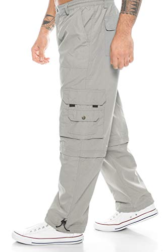 Kendindza Relaxed Zipp-Off Cargo-Hose | Ranger-Hose | Vintage Freizeit-Hose | Outdoor-Hose | Zipp-Hose Loose-Fit (Hellgrau | Muster 2, XXXL) von Kendindza Collection