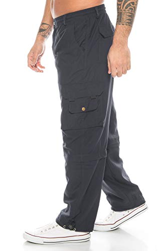Kendindza Relaxed Zipp-Off Cargo-Hose | Ranger-Hose | Vintage Freizeit-Hose | Outdoor-Hose | Zipp-Hose Loose-Fit (Schwarz | Muster 2, L) von Kendindza Collection