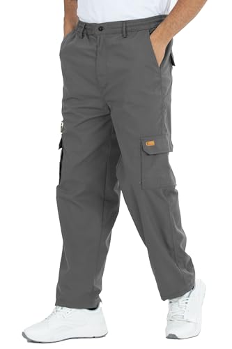 Kendindza Thermo Cargohose Herren Winter Arbeitshose Herren Cargo Hosen Herren gefüttert Wanderhose Herren Cargo Hose Arbeitshosen männer Thermohose Grau 3XL von Kendindza Collection