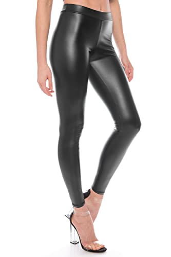 Kunstleder leggings damen High Waist lederhose damen leggins blickdicht schwarz damen leggings leggins damen leder leggings damen thermoleggins für damen lederleggings schwarz Schwarz 40 L von Kendindza Collection