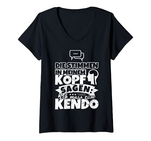 Damen Kendo witzig – Die Stimmen in meinem Kopf sagen T-Shirt mit V-Ausschnitt Damen Kendo witzig – Die Stimmen in meinem Kopf sagen T-Shirt mit V-Ausschnitt von Kendo lustiger Spruch