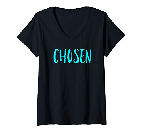 Damen Chosen Bible Verse Based Christian T-Shirt mit V-Ausschnitt Damen Chosen Bible Verse Based Christian T-Shirt mit V-Ausschnitt von KendrickWare Faith Love Forgiven Jesus