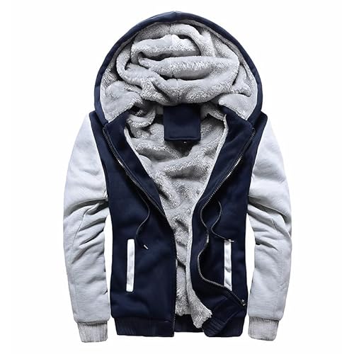 Kendt Kapuzenpullover Herren Gefüttert Hoodie Herren Jacken Sweatjacke Fleece Kapuzenjacke Classic Sweater Casual Hooded Sweatshirt Baumwolle Mit Reißverschluss(BlauGrau-3XL) von Kendt