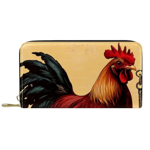 KengjuTesu Damen-Geldbörse mit Reißverschluss und Handy-Clutch, Blumen, roter Hahn, Reise-Geldbörse, Leder, Clutch, Kartenhalter, Organizer, Handgelenke, Mehrfarbig 10, Einheitsgröße von KengjuTesu