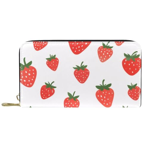 KengjuTesu Damen-Geldbörse mit Reißverschluss und Handy-Clutch, Erdbeer-Muster, Reise-Geldbörse, Leder, Clutch, Kartenhalter, Organizer, Handgelenke, Mehrfarbig 1, Einheitsgröße von KengjuTesu