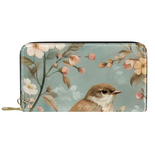 KengjuTesu Damen-Geldbörse mit Reißverschluss und Handy-Clutch, Federspatz, Reise-Geldbörse, Leder, Clutch, Kartenhalter, Organizer, Handgelenke, Mehrfarbig 1, Einheitsgröße von KengjuTesu