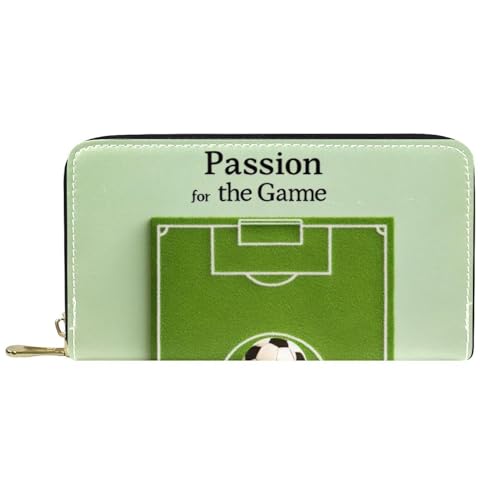 KengjuTesu Damen-Geldbörse mit Reißverschluss und Handy-Clutch, Fußball-Hintergrund, Reise-Geldbörse, Leder, Clutch, Kartenhalter, Organizer, Handgelenke, Mehrfarbig 4, Einheitsgröße von KengjuTesu