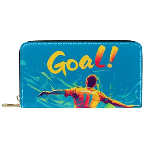 KengjuTesu Damen-Geldbörse mit Reißverschluss und Handy-Clutch, Fußball-Hintergrund, Reise-Geldbörse, Leder, Clutch, Kartenhalter, Organizer, Handgelenke, Mehrfarbig 9, Einheitsgröße von KengjuTesu