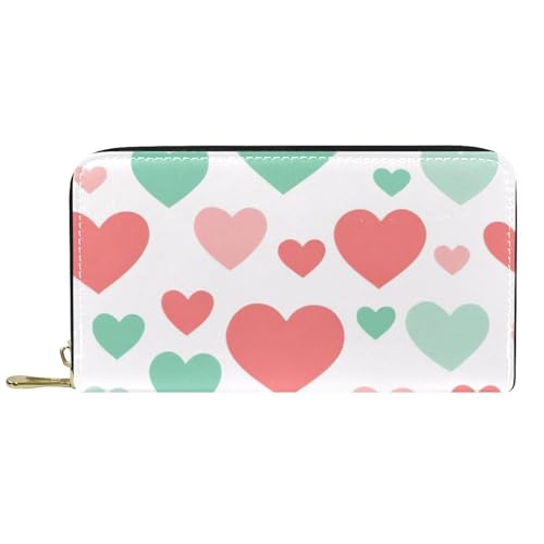 KengjuTesu Damen-Geldbörse mit Reißverschluss und Handy-Clutch, Herzmuster, Reise-Geldbörse, Leder, Clutch, Kartenhalter, Organizer, Handgelenke, Mehrfarbig 1, Einheitsgröße von KengjuTesu