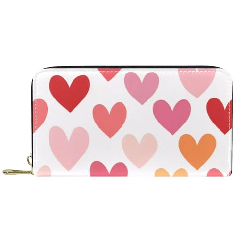 KengjuTesu Damen-Geldbörse mit Reißverschluss und Handy-Clutch, Herzmuster, Reise-Geldbörse, Leder, Clutch, Kartenhalter, Organizer, Handgelenke, Mehrfarbig 3, Einheitsgröße von KengjuTesu