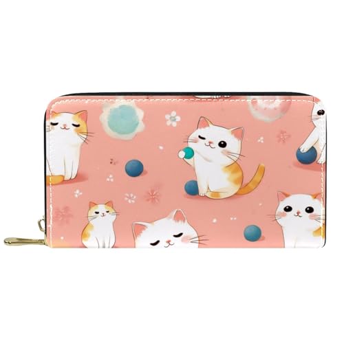 KengjuTesu Damen-Geldbörse mit Reißverschluss und Handy-Clutch, Kawaii-Katzen, Reise-Geldbörse, Leder, Clutch, Kartenhalter, Organizer, Handgelenke, Mehrfarbig 7, Einheitsgröße von KengjuTesu