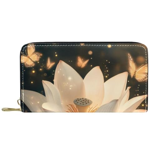 KengjuTesu Damen-Geldbörse mit Reißverschluss und Handy-Clutch, Lotus-Schmetterling, Reise-Geldbörse, Leder, Clutch, Kartenhalter, Organizer, Handgelenke, Mehrfarbig 6, Einheitsgröße von KengjuTesu