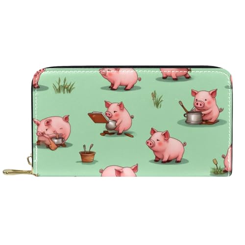 KengjuTesu Damen-Geldbörse mit Reißverschluss und Handy-Clutch, Schweine-grüner Hintergrund, Reise-Geldbörse, Leder, Clutch, Kartenhalter, Organizer, Handgelenke, Mehrfarbig 2, Einheitsgröße KengjuTesu Damen-Geldbörse mit Reißverschluss und Handy-Clutch, Schweine-grüner Hintergrund, Reise-Geldbörse, Leder, Clutch, Kartenhalter, Organizer, Handgelenke, Mehrfarbig 2, Einheitsgröße von KengjuTesu