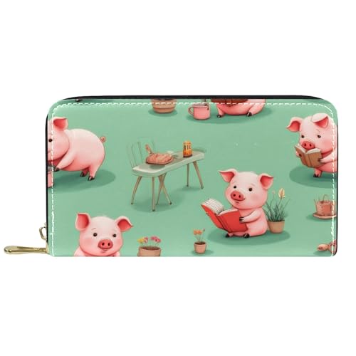 KengjuTesu Damen-Geldbörse mit Reißverschluss und Handy-Clutch, Schweine-grüner Hintergrund, Reise-Geldbörse, Leder, Clutch, Kartenhalter, Organizer, Handgelenke, Mehrfarbig 3, Einheitsgröße KengjuTesu Damen-Geldbörse mit Reißverschluss und Handy-Clutch, Schweine-grüner Hintergrund, Reise-Geldbörse, Leder, Clutch, Kartenhalter, Organizer, Handgelenke, Mehrfarbig 3, Einheitsgröße von KengjuTesu