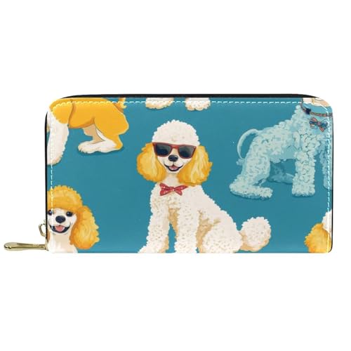 KengjuTesu Damen-Geldbörse mit Reißverschluss und Handy-Clutch, bunte Pudel, Reise-Geldbörse, Leder, Clutch, Kartenhalter, Organizer, Handgelenke, Mehrfarbig 1, Einheitsgröße von KengjuTesu