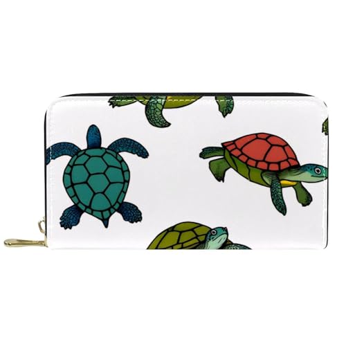 KengjuTesu Damen-Geldbörse mit Reißverschluss und Handy-Clutch, bunte Schildkröte, Reise-Geldbörse, Leder, Clutch, Kartenhalter, Organizer, Handgelenke, Mehrfarbig 1, Einheitsgröße von KengjuTesu