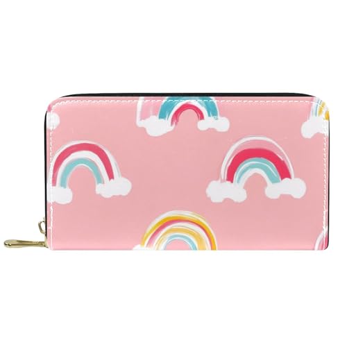 KengjuTesu Damen-Geldbörse mit Reißverschluss und Handy-Clutch, bunte Streifen, Reise-Geldbörse, Leder, Clutch, Kartenhalter, Organizer, Handgelenke, Mehrfarbig 9, Einheitsgröße von KengjuTesu