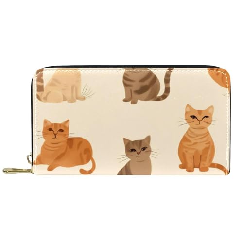KengjuTesu Damen-Geldbörse mit Reißverschluss und Handy-Clutch, niedliches Katzenmuster, Reise-Geldbörse, Leder, Clutch, Kartenhalter, Organizer, Handgelenke, Mehrfarbig 1, Einheitsgröße von KengjuTesu
