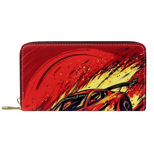 KengjuTesu Damen-Geldbörse mit Reißverschluss und Handy-Clutch, schwarzes Rennauto, Reise-Geldbörse, Leder, Clutch, Kartenhalter, Organizer, Handgelenke, Mehrfarbig 2, Einheitsgröße von KengjuTesu