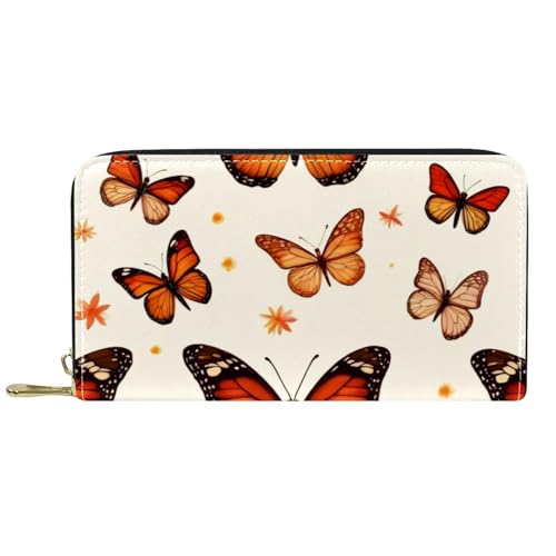 KengjuTesu Damen-Geldbörse mit umlaufendem Reißverschluss und Handy-Clutch, dunkelviolette Schmetterlinge, Reise-Geldbörse, Leder, Clutch, Kartenhalter, Organizer, Handgelenke, Geldbörsen, Mehrfarbig von KengjuTesu