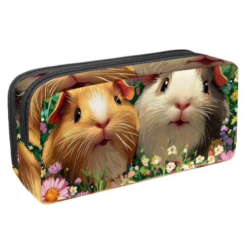 KengjuTesu Federmäppchen mit Reißverschluss, wasserfestes Federmäppchen mit Meerschweinchen-Blumen, Schreibwaren-Organizer für Studenten, Teenager und Erwachsene, Mehrfarbig 3., one size, von KengjuTesu