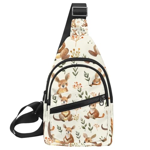 KengjuTesu Spring Cute Kangaroo Crossbody Sling Backpack Sling Bag for Workout Running Traveling Hiking, Crossbody Fanny Packs Chest Bag with Adjustable Strap for Women Men, mehrfarbig, One size von KengjuTesu