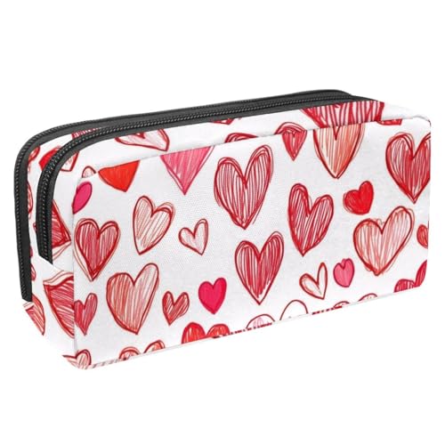 KengjuTesu Wasserdichte Federmäppchen, Linie Rosa Liebe Herz Stift Tasche Bleistift Federmäppchen mit Reißverschluss, Bürobedarf Schreibwaren Organizer für Studenten Jugendliche Erwachsene, Mehrfarbig von KengjuTesu