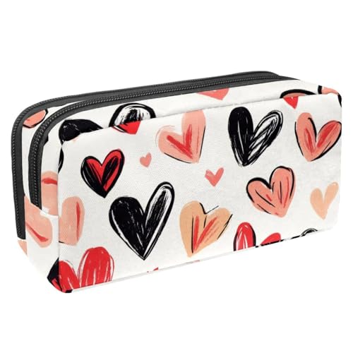 KengjuTesu Wasserdichte Federmäppchen, rote Herzen Golden Retriever Pencil Bag Pencil Pouch mit Reißverschluss, Bürobedarf Briefpapier Organizer für Studenten Jugendliche Erwachsene, Mehrfarbig 3, One von KengjuTesu