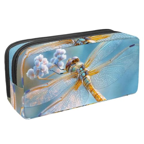 KengjuTesu Wasserdichte Federmäppchen, weiche Libelle und Blume Stift Tasche Bleistift Federmäppchen mit Reißverschluss, Bürobedarf Schreibwaren Organizer für Studenten Jugendliche Erwachsene, von KengjuTesu