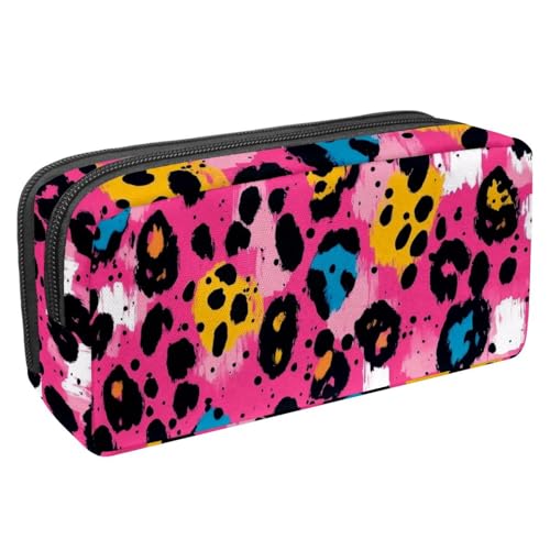KengjuTesu Wasserdichte Federtasche, Dunkelviolett mit Leopardenmuster, Federtasche mit Reißverschluss, Bürobedarf Organizer für Studenten, Teenager, Erwachsene, Mehrfarbig 10, One size, Etui von KengjuTesu