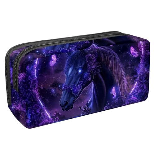 KengjuTesu Wasserdichte Federtasche, blauer Fuchs Fire Pen Bag Pencil Pouch mit Reißverschluss, Bürobedarf Briefpapier Organizer für Studenten Teenager Erwachsene, Mehrfarbig 10, One size, Etui von KengjuTesu