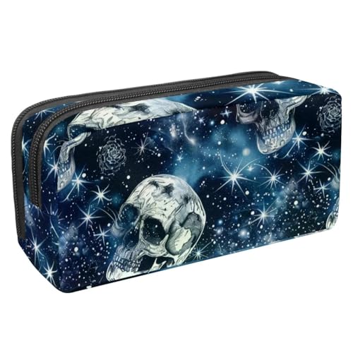 KengjuTesu Wasserdichtes Federmäppchen, Federmäppchen mit Reißverschluss, Stern-Hintergrund, Totenkopf-Stifttasche, Bürobedarf, Schreibwaren-Organizer für Teenager, Mädchen, Studenten, Erwachsene, von KengjuTesu