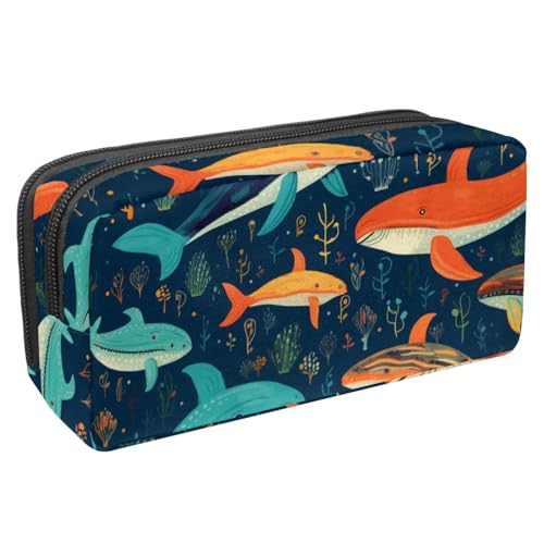 KengjuTesu Wasserdichtes Federmäppchen, Federmäppchen mit Reißverschluss, bemaltes Wal, B-Stifttasche, Bürobedarf, Schreibwaren-Organizer für Teenager, Mädchen, Studenten, Erwachsene, Mehrfarbig 5, von KengjuTesu