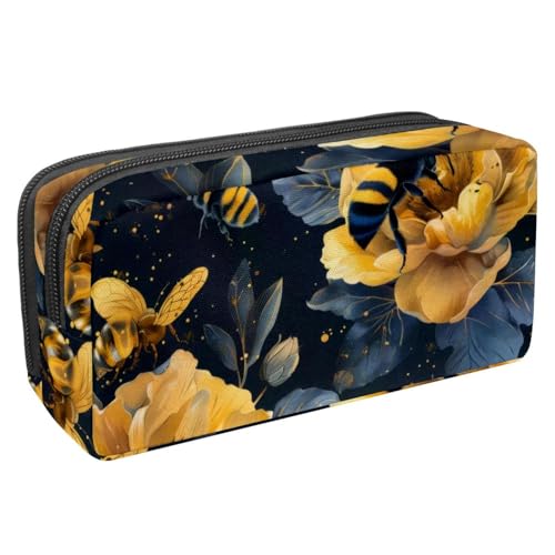 KengjuTesu Wasserdichtes Federmäppchen, Federmäppchen mit Reißverschluss, dunkelblaue Blumen, Schmetterling, Stifttasche, Bürobedarf, Schreibwaren-Organizer für Teenager, Mädchen, Studenten, von KengjuTesu