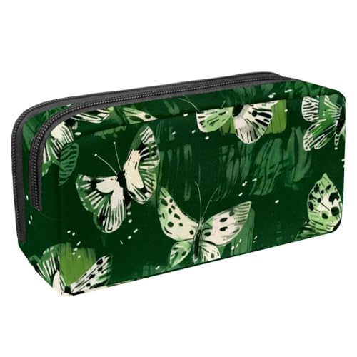 KengjuTesu Wasserdichtes Federmäppchen, Federmäppchen mit Reißverschluss, grüner Schmetterling und Glühwürmchen, Stifttasche, Bürobedarf, Schreibwaren-Organizer für Teenager, Mädchen, Studenten, von KengjuTesu