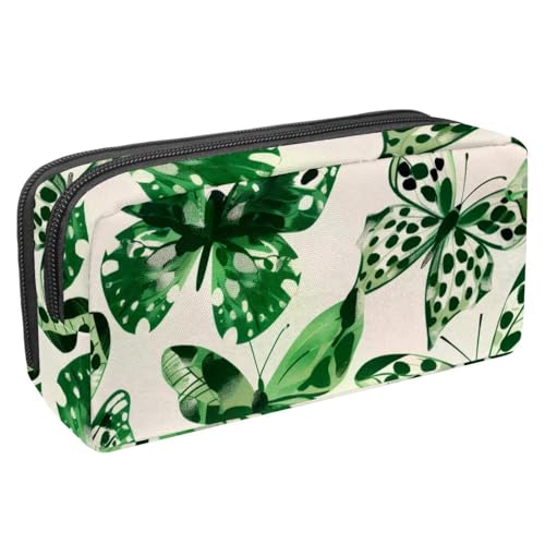 KengjuTesu Wasserdichtes Federmäppchen, Federmäppchen mit Reißverschluss, grüner Schmetterling und Glühwürmchen, Stifttasche, Bürobedarf, Schreibwaren-Organizer für Teenager, Mädchen, Studenten, von KengjuTesu