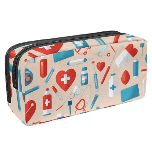 KengjuTesu Wasserdichtes Federmäppchen, Federmäppchen mit Reißverschluss, medizinisches Muster, Hintergrund, Stiftetasche, Bürobedarf, Schreibwaren-Organizer für Teenager, Mädchen, Studenten, von KengjuTesu