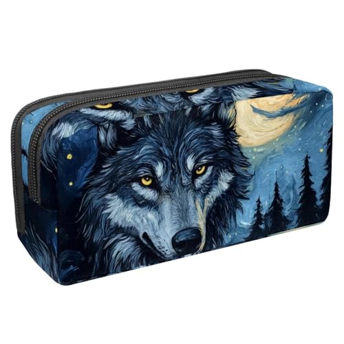 KengjuTesu Wasserdichtes Federmäppchen, Federmäppchen mit Reißverschluss, schwarzer Wolf, Stiftetasche, Bürobedarf, Schreibwaren-Organizer für Teenager, Mädchen, Studenten, Erwachsene, Mehrfarbig 5, von KengjuTesu