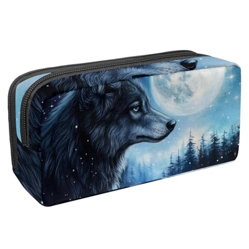 KengjuTesu Wasserdichtes Federmäppchen, Federmäppchen mit Reißverschluss, schwarzer Wolf, Stiftetasche, Bürobedarf, Schreibwaren-Organizer für Teenager, Mädchen, Studenten, Erwachsene, Mehrfarbig 3, von KengjuTesu