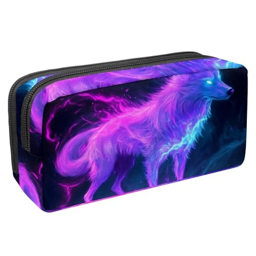 KengjuTesu Wasserdichtes Federmäppchen, Federmäppchen mit Reißverschluss, wachsender violetter Wolf, Stiftetasche, Bürobedarf, Schreibwaren-Organizer für Teenager, Mädchen, Studenten, Erwachsene, von KengjuTesu