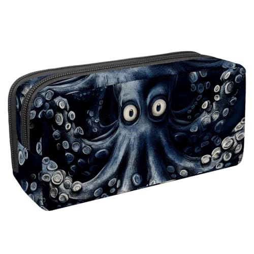 KengjuTesu Wasserdichtes Federmäppchen, dunkelgelbes Oktopus-Stifttasche, Federmäppchen mit Reißverschluss, Bürobedarf, Schreibwaren-Organizer für Studenten, Teenager, Erwachsene, Mehrfarbig 4, von KengjuTesu