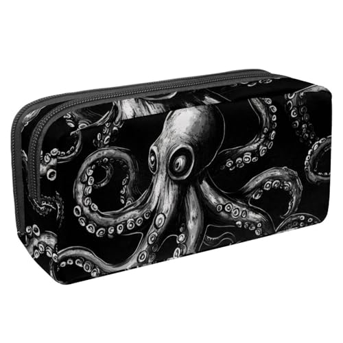 KengjuTesu Wasserdichtes Federmäppchen, dunkelgelbes Oktopus-Stifttasche, Federmäppchen mit Reißverschluss, Bürobedarf, Schreibwaren-Organizer für Studenten, Teenager, Erwachsene, Mehrfarbig 5, von KengjuTesu