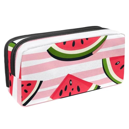 KengjuTesu Wasserdichtes Federmäppchen, rosa gestreift, Wassermelonen-Stifttasche mit Reißverschluss, Bürobedarf, Schreibwaren-Organizer für Studenten, Teenager, Erwachsene, Mehrfarbig 1, von KengjuTesu