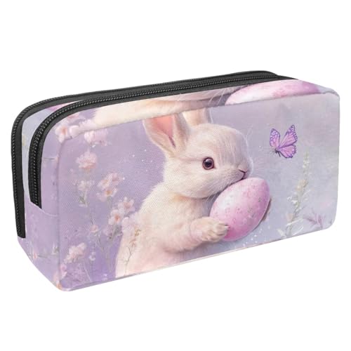 KengjuTesu Wasserdichtes Federmäppchen, violetter Hintergrund, Hasenei-Federmäppchen mit Reißverschluss, Bürobedarf, Schreibwaren-Organizer für Studenten, Teenager, Erwachsene, Mehrfarbig 1, von KengjuTesu