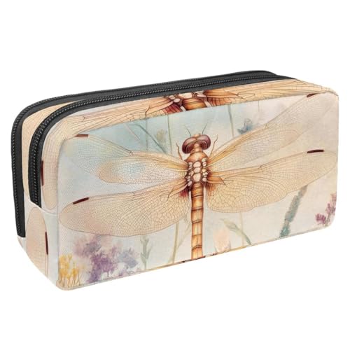 KengjuTesu Wasserdichtes Federmäppchen, weiches Federmäppchen mit Libelle und Blume, Federmäppchen mit Reißverschluss, Bürobedarf, Schreibwaren-Organizer für Studenten, Teenager, Erwachsene, von KengjuTesu