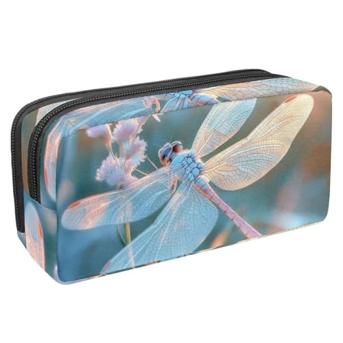 KengjuTesu Wasserdichtes Federmäppchen, weiches Federmäppchen mit Libelle und Blume, Federmäppchen mit Reißverschluss, Bürobedarf, Schreibwaren-Organizer für Studenten, Teenager, Erwachsene, von KengjuTesu
