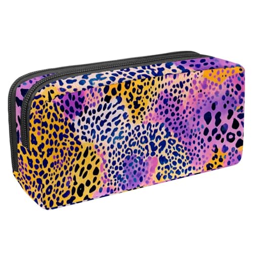 KengjuTesu wasserdichte Federmäppchen, dunkle lila Leopardenmuster Federmäppchen mit Reißverschluss, Bürobedarf Organizer für Studenten Jugendliche Erwachsene, Mehrfarbig 8, En storlek, Federmäppchen von KengjuTesu