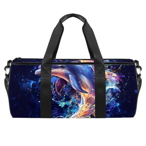 Runde Sporttasche mit abnehmbarem Schultergurt, Cartoon-Motiv, grüner Dinosaurier, Trainings-Handtasche, Übernachtungstasche für Damen und Herren, Mehrfarbig 10, Einheitsgröße, Handgepäck von KengjuTesu