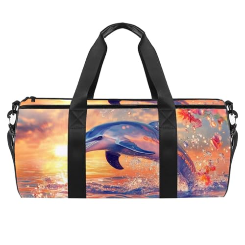 Runde Sporttasche mit abnehmbarem Schultergurt, Cartoon-Motiv, grüner Dinosaurier, Trainings-Handtasche, Übernachtungstasche für Damen und Herren, Mehrfarbig 8, Einheitsgröße, Handgepäck von KengjuTesu